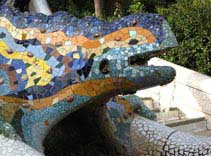 Mosaic Dragon, Parc Guell Entrance, Gaudi Park Guell, lizard